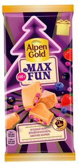 Изображение товара Шоколад белый Alpen Gold Max Fun Ягодный микс взрывная карамель мармелад шипучие шарики, 140 г
