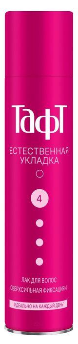 Изображение товара Лак для укладки волос «Тафт» Естественная укладка сверхсильная фиксация 4, 225 мл