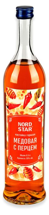Изображение товара Настойка горькая NORD STAR медовая с перцем Россия, 0,5 л