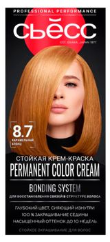 Изображение товара Крем-краска стойкая для волос «Сьёсс» Color карамельный блонд тон 8-7, 115 мл