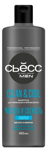 Изображение товара Шампунь для волос мужской «Сьёсс» Clean&Cool Men глубокое очищение, 450 мл