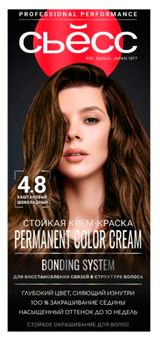 Изображение товара Крем-краска стойкая для волос «Сьёсс» Color каштановый шоколадный тон 4-8, 115 мл