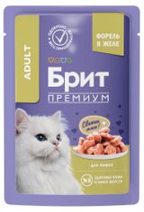 Изображение товара Влажный корм для кошек «Брит» Премиум с форелью кусочки в желе, 85 г