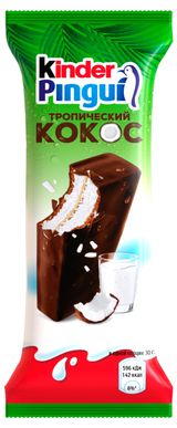 Изображение товара Пирожное бисквитное Kinder Pingui с молочной начинкой со вкусом кокоса Италия охлажденное, 30 г
