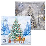 Изображение товара Салфетки одноразовые бумажные Bouquet Новогодняя ель 3 слоя 33х33 см 20 л, в ассортименте