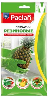 Изображение товара Перчатки резиновые Paclan с запахом ананаса размер M, 1 пара