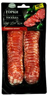 Изображение товара Колбаса сырокопченая полусухая «Ближние горки» Тоскана нарезка, 90 г