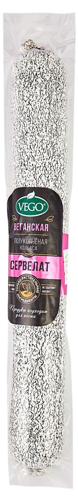 Изображение товара Колбаса полукопченая веганская «Vego» Vegan Сервелат постный, 400 г