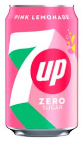 Изображение товара Напиток газированный 7UP Pink Lemonade Zero Sugar со вкусом малины лимона и лайма без сахара Великобритания, 330 мл