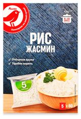 Изображение товара Рис Жасмин АШАН Красная птица шлифованный длиннозерный в варочных пакетах, 5х80 г