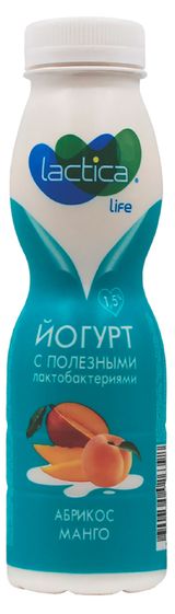 Изображение товара Йогурт питьевой Lactica Абрикос и манго 1,5% БЗМЖ, 260 г