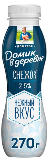 Изображение товара Напиток кисломолочный Снежок «Домик в деревне» охлажденный 2,5% БЗМЖ, 270 г