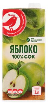Изображение товара Сок АШАН Красная птица яблочный с 3 лет, 1 л