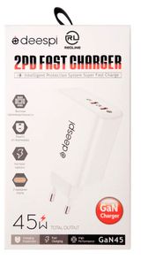Изображение товара Сетевое зарядное устройство Red Line DEESPI GC-04 GAN 2XUSB-C PD45W белый