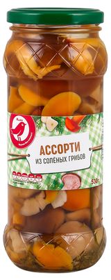 Изображение товара Ассорти из соленых грибов АШАН Красная птица, 530 г