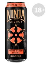 Изображение товара Энергетический напиток Ninja Star White Peach-Lychee со вкусом персика и личи, 450 мл