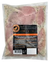 Изображение товара Филе грудки цыпленка-бройлера АШАН Золотая птица для запекания в маринаде Сливочно–пряный охлажденное, 750 г