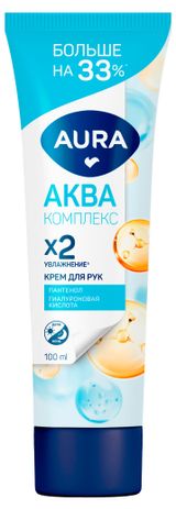 Изображение товара Крем для рук Aura Аква комплекс 2Х Увлажнение пантенол и гиалуроновая кислота, 100 мл