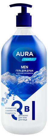 Изображение товара Гель для душа Aura FAMILY MEN 3в1 морские минералы, 1000 мл