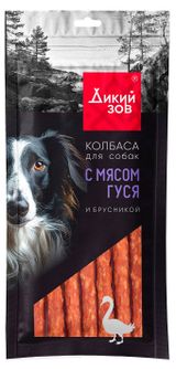 Изображение товара Лакомство для собак «Дикий Зов» Колбаса с мясом гуся и брусникой, 85 г