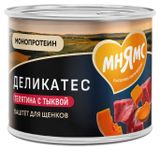 Изображение товара Корм влажный для щенков всех пород «Мнямс» Деликатес Паштет из телятины с тыквой Асадо по-аргентински, 200 г