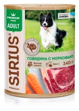 Изображение товара Влажный корм для собак SIRIUS с говядиной и морковью, 340 г