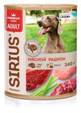 Изображение товара Влажный корм для собак SIRIUS мясной райион, 340 г