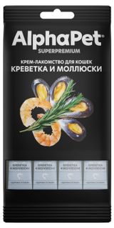 Изображение товара Крем-лакомство для кошек AlphaPet Superpremium креветка и моллюски, 48 г