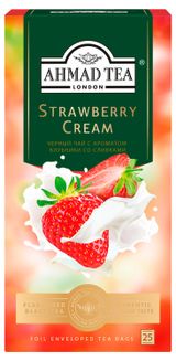 Изображение товара Чай черный Ahmad Tea Strawberry Cream со вкусом клубники и сливок, 25х2 г