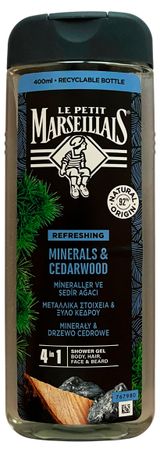 Изображение товара Гель-шампунь для мужчин 4в1 Le Petit Marseillais Минералы и Кедр Италия, 400 мл