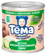 Изображение товара Пюре «Тема» с говядиной кабачками и рисом с 6 мес., 90 г