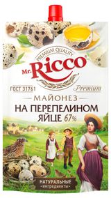 Изображение товара Майонез Mr.Ricco На перепелином яйце 67%, 220 мл