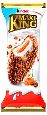 Изображение товара Пирожное снек вафля Kinder Maxi King покрытое молочным шоколадом с дроблеными орехами с молочно-карамельной начинкой Германия охлажденное, 35 г