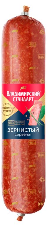 Изображение товара Колбаса варено-копченая «Владимирский стандарт» Сервелат зернистый, ~ 900 г