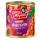 Изображение товара Фасоль белая «Фрау Марта» Пикантная в томатном соусе, 310 г