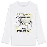 Изображение товара Футболка для мальчика InExtenso с длинным рукавом белая, р 3-14