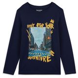 Изображение товара Футболка для мальчика InExtenso Don't stop your adventure с длинным рукавом синяя, р 3-14