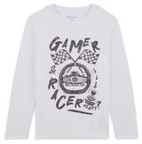 Изображение товара Футболка для мальчика InExtenso Gamer Racer с длинным рукавом белая, р 3-14