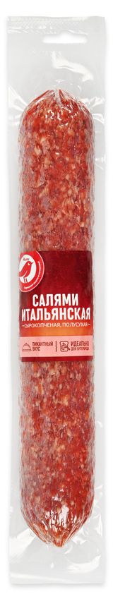 Изображение товара Колбаса сырокопченая полусухая АШАН Красная птица Салями Итальянская, ~ 600 г