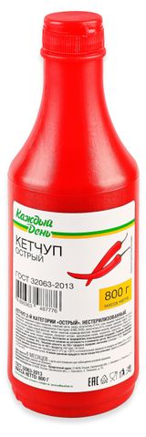 Изображение товара Кетчуп «Каждый день» острый, 800 г