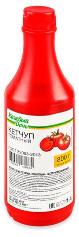 Изображение товара Кетчуп «Каждый день» Томатный, 800 г