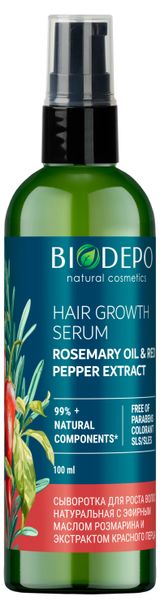 Изображение товара Сыворотка для волос натуральная Biodepo с эфирным маслом розмарина и экстрактом красного перца, 100 мл