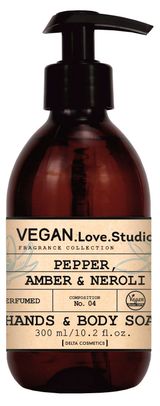 Изображение товара Мыло жидкое парфюмированное для рук Vegan Love Studio Черный перец амбра нероли, 300 мл