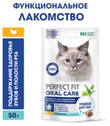 Изображение товара Лакомство для кошек PERFECT FIT Oral Care с курицей и мятой, 50 г