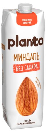 Изображение товара Напиток на растительной основе Planto No Sugars Almond миндаль без сахара 1,2%, 1 л