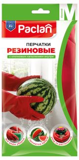Изображение товара Перчатки резиновые Paclan с запахом арбуза размер M, 1 пара