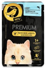 Изображение товара Корм влажный для кошек АШАН Золотая птица Pets Premium рыба в соусе, 75 г