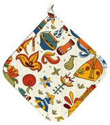 Изображение товара Прихватка стеганная «Лен Наш» Петухи, 18х18 см