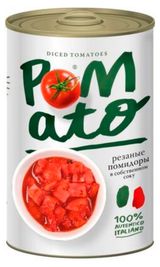Изображение товара Помидоры резанные Pomato в собственном соку Италия, 400 г