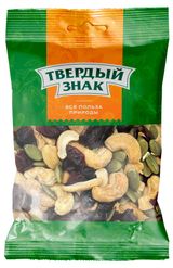 Изображение товара Смесь «Твердый знак» Кешью жареный с клюквой и ядрами семян тыквы, 50 г